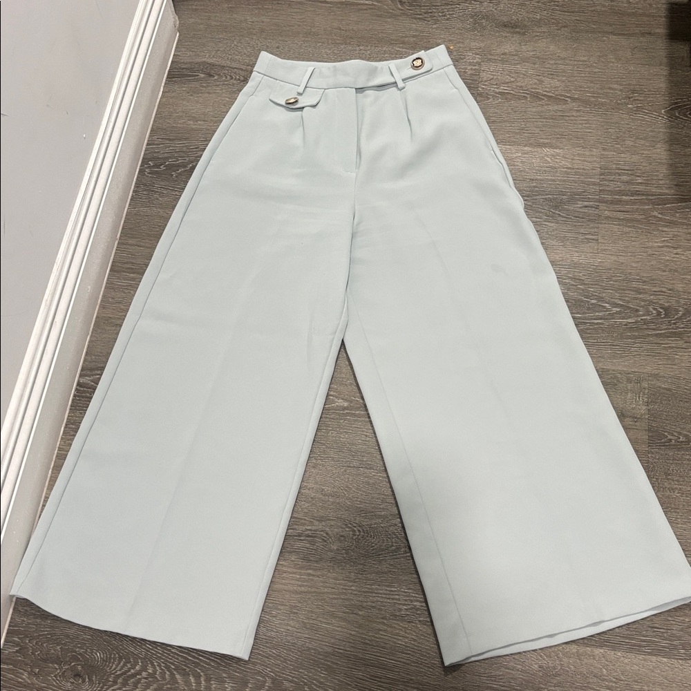 Zara Light Gray Wide-Leg Pantsuit